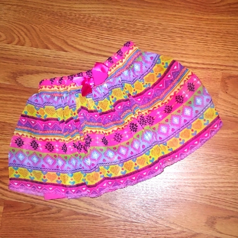 Colorful Patterned Skort with Bow